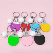 New Cute Table Tennis Racket Pendants Souvenir Table Tennis Ball Key Chain Ball Sports Fans Key Ring Gift Ornament Accessories