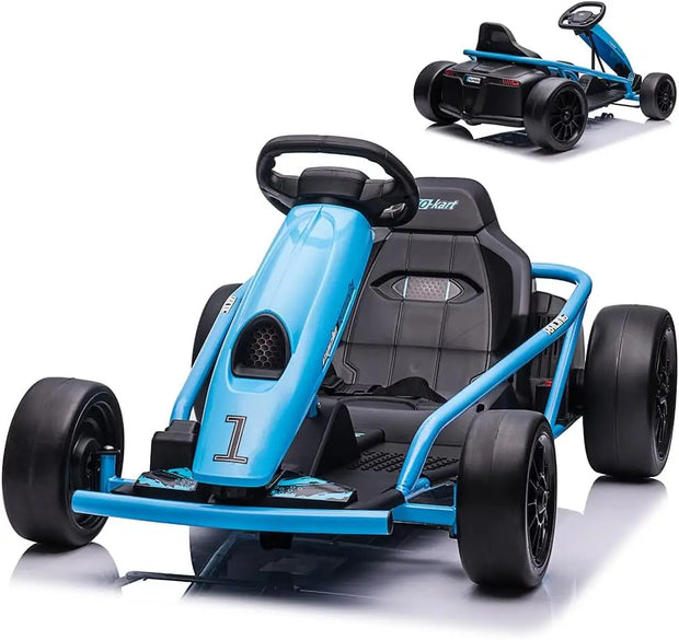 Kart for Kids, 24V 9Ah Battery Two 300W Motors, 8MPH Fast Drifting Circling Car, Electric Ride Toy Slow Start Functio