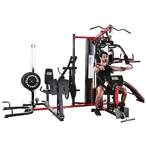 Multifunctional Home Gym System Workout Station with Leg Extension and Preacher Curl, 122.5LB Weight Stack, Multiple Options, Mu