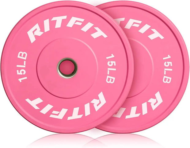 Pink Weight Plates, 2 Inch Ol ympic Barbell Weight Plate, Bumper Plates With Steel Insert, pink weights for Gym and Home