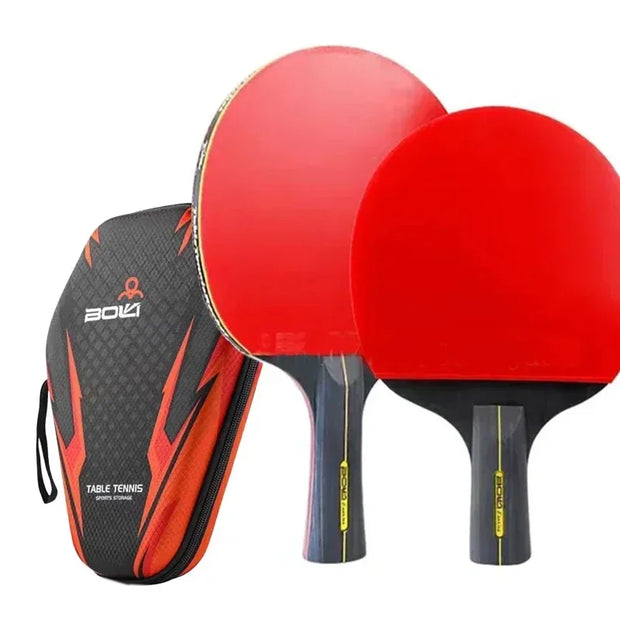 6 Star Table Tennis Racket 2PCS Professional Ping Pong Racket Set Pimples-in Rubber Hight Quality Blade Bat Paddle with Bag