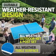 Outdoor Table Tennis Table with Waterproof Net Set - Quick Assembly - All Weather Aluminum Composite Outdoor Ping