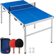 Choice Products 6x3ft Portable Ping Pong Table Game Set, Folding Indoor Outdoor Table Tennis for Rec Room w/ 2 Paddles, 2 B